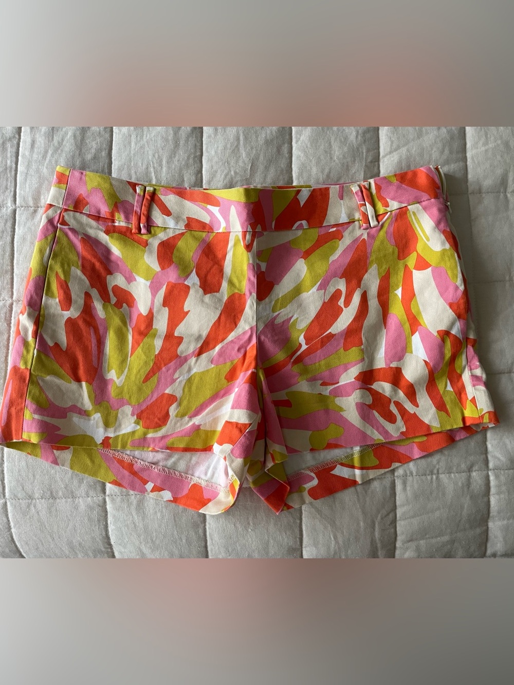 J. Crew High Waist Printed Shorts in Pink, Orange & Green